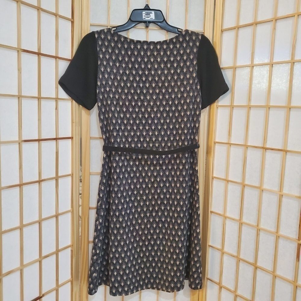 Yumi Diamond Print Belted Dress Sz 2/4 - Picture 8 of 8